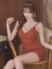 画像4: XSサイズあり【ANGEL R/エンジェルアール】バストラインビジュー/ レザーチェーン/ チェック/ キャミソール/ タイト/ ミニドレス/ キャバドレス[OF2]