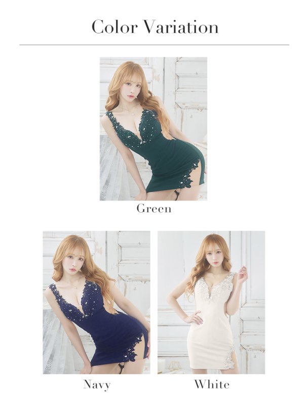 画像22: XSサイズあり【ANGEL R/エンジェルアール】フラワーレース/ パール/ ビジュー/ ノースリーブ/ シアー/ タイト/ ミニドレス/ キャバドレス[OF2]