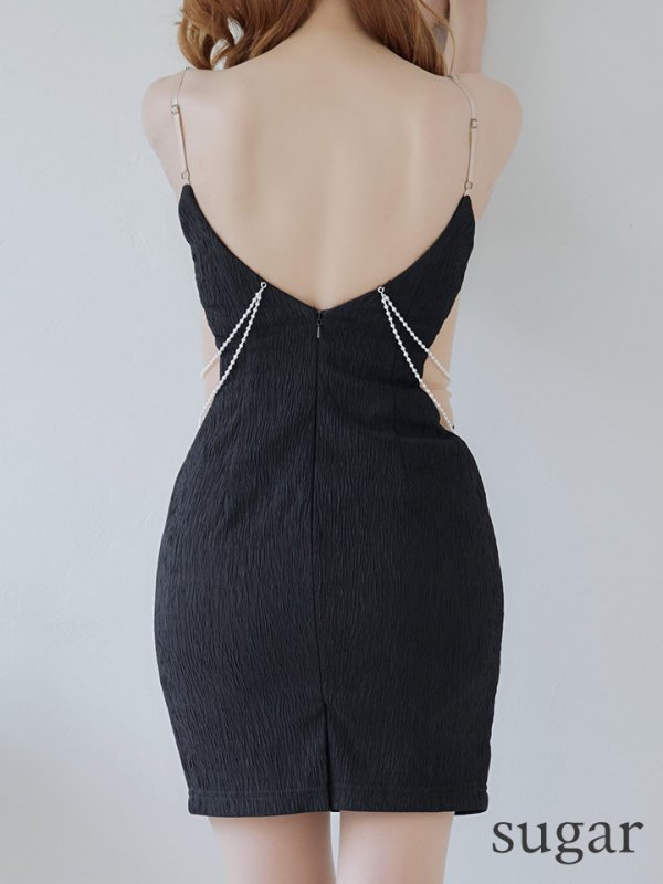 画像9: XSサイズあり【ANGEL R/エンジェルアール】バストタック/ ビジュー/ パールチェーン/ キャミソール/ ワンカラー/ タイト/ ミニドレス/ キャバドレス[OF2]