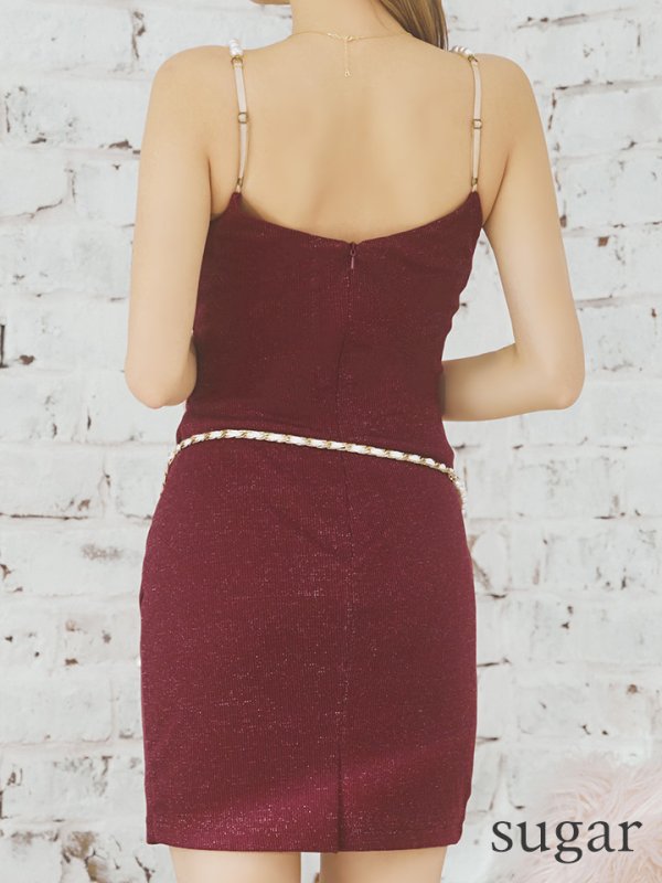 画像9: XSサイズあり【ANGEL R/エンジェルアール】ショルダーウエストベルトパール/ キャミソール/ タック/ ワンカラー/ タイト/ ミニドレス/ キャバドレス[OF2]