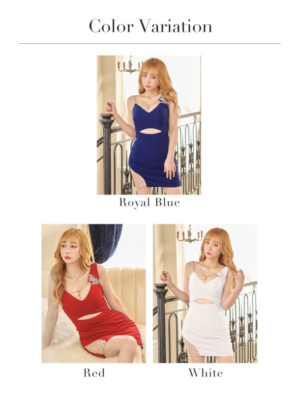 画像12: XSサイズあり【ANGEL R/エンジェルアール】ショルダーアシンメトリー/ ウエストカット/  ビジュー/ タイト/ ミニドレス/ キャバドレス[OF2]