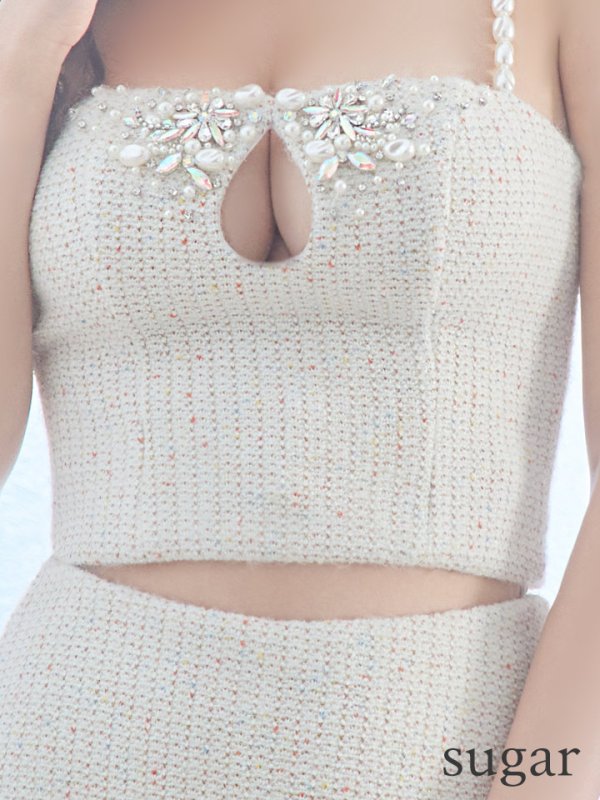 画像18: XSサイズあり【ANGEL R/エンジェルアール】オープンバスト/ ビジューミックス/ セパレート/ ツイード/ セットアップ/ タイト/ マイクロミニ/ ミニドレス/ キャバドレス[OF2]