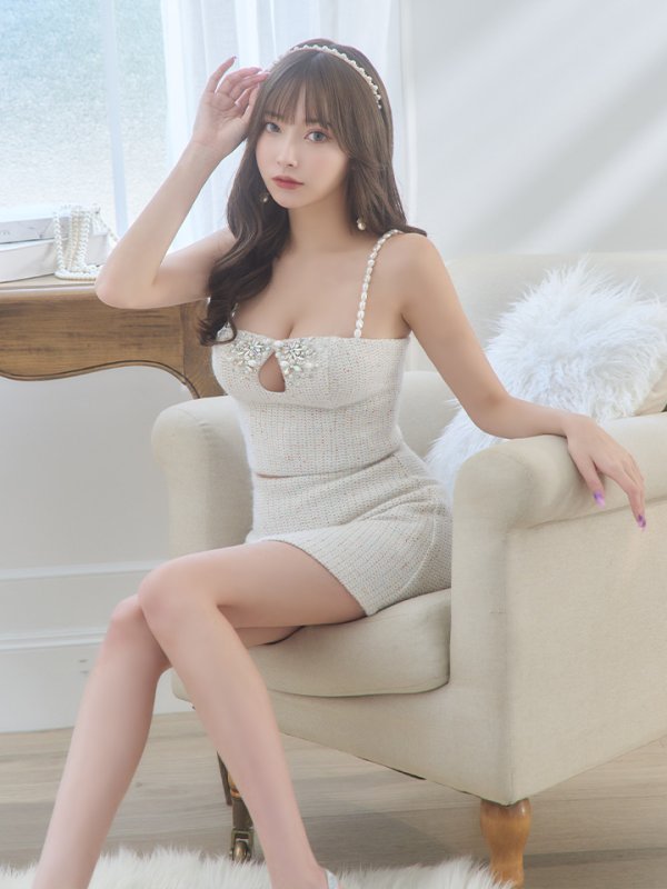 画像13: XSサイズあり【ANGEL R/エンジェルアール】オープンバスト/ ビジューミックス/ セパレート/ ツイード/ セットアップ/ タイト/ マイクロミニ/ ミニドレス/ キャバドレス[OF2]