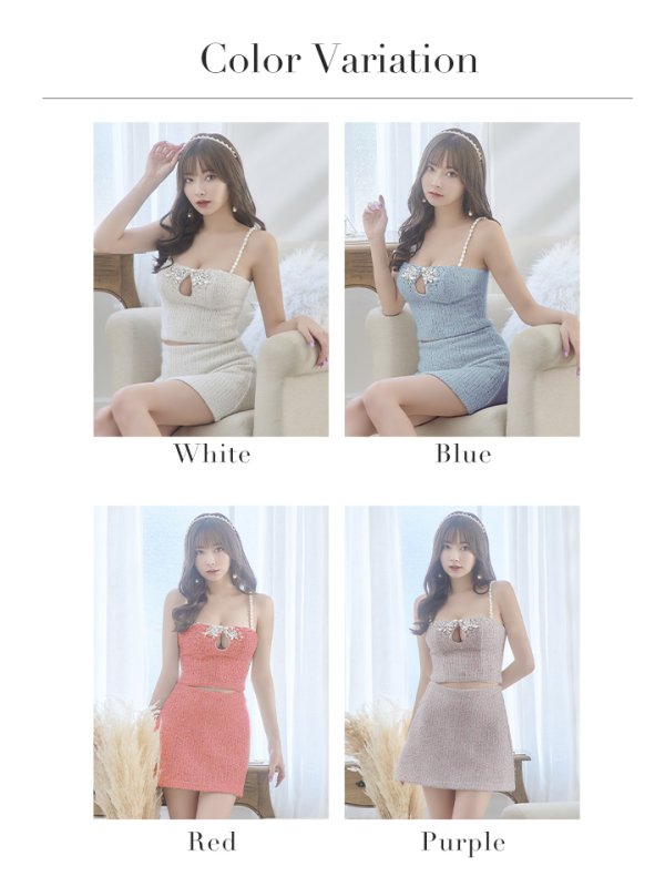 画像31: XSサイズあり【ANGEL R/エンジェルアール】オープンバスト/ ビジューミックス/ セパレート/ ツイード/ セットアップ/ タイト/ マイクロミニ/ ミニドレス/ キャバドレス[OF2]