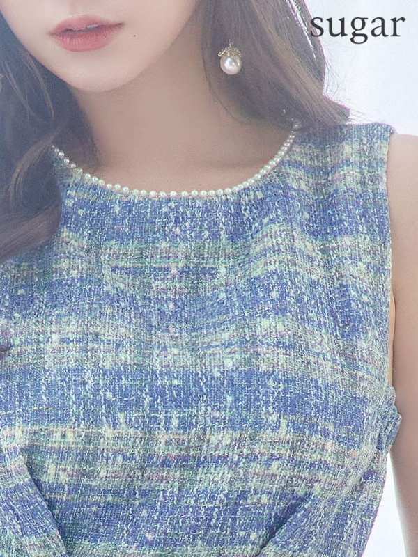 画像13: 【ANGEL R/エンジェルアール】ウエストタック/ ビジュー/ パール/ チェックツイード/ フレア/ ミニドレス/ キャバドレス[OF2]