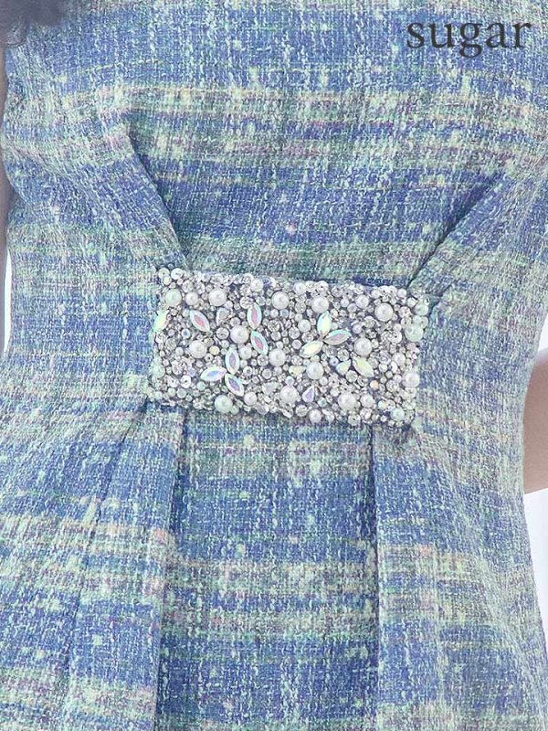 画像14: 【ANGEL R/エンジェルアール】ウエストタック/ ビジュー/ パール/ チェックツイード/ フレア/ ミニドレス/ キャバドレス[OF2]