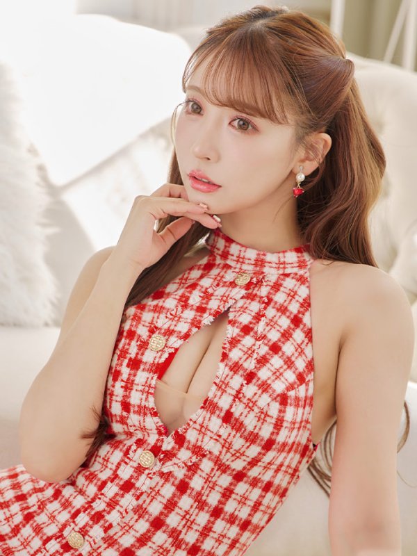 画像8: sugar限定☆ XSサイズあり【ANGEL R/エンジェルアール】チェック/ ツイード/ バストカット/ ノースリーブ/ タイト/ ミニドレス/ キャバドレス[OF2]