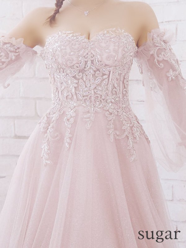 画像11: 【ANGEL R/エンジェルアール】ベア/袖あり/ オフショル/ フレアスリーブ/ フラワー刺繍/ ウェディング/ バースデー/ プリンセス/ フレア/ ロングドレス/ キャバドレスlong[HC03]