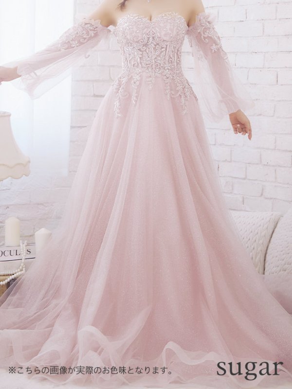 画像9: 【ANGEL R/エンジェルアール】ベア/袖あり/ オフショル/ フレアスリーブ/ フラワー刺繍/ ウェディング/ バースデー/ プリンセス/ フレア/ ロングドレス/ キャバドレスlong[HC03]