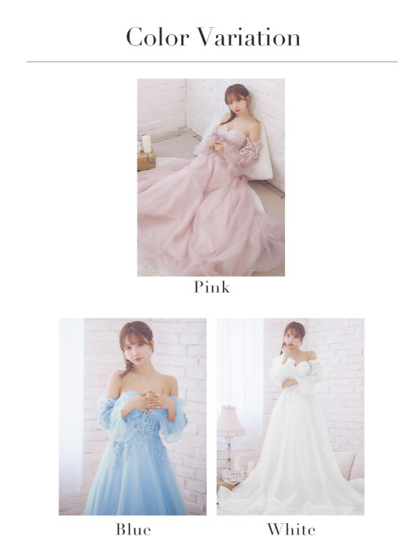 画像26: 【ANGEL R/エンジェルアール】ベア/袖あり/ オフショル/ フレアスリーブ/ フラワー刺繍/ ウェディング/ バースデー/ プリンセス/ フレア/ ロングドレス/ キャバドレスlong[HC03]