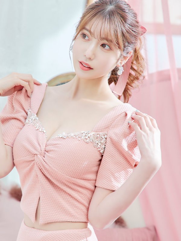 画像18: XSサイズあり【ANGEL R/エンジェルアール】バストビジュー/ クロスタック/ パフスリーブ/ セパレート/ マイクロミニ/ フレア/ミニドレス/ キャバドレス[OF2]