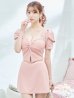 画像6: XSサイズあり【ANGEL R/エンジェルアール】バストビジュー/ クロスタック/ パフスリーブ/ セパレート/ マイクロミニ/ フレア/ミニドレス/ キャバドレス[OF2]