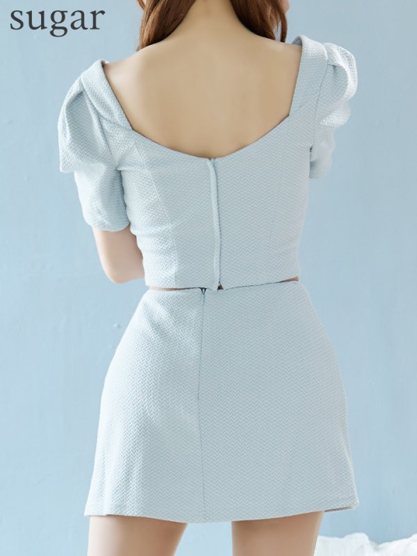 画像20: XSサイズあり【ANGEL R/エンジェルアール】バストビジュー/ クロスタック/ パフスリーブ/ セパレート/ マイクロミニ/ フレア/ミニドレス/ キャバドレス[OF2]