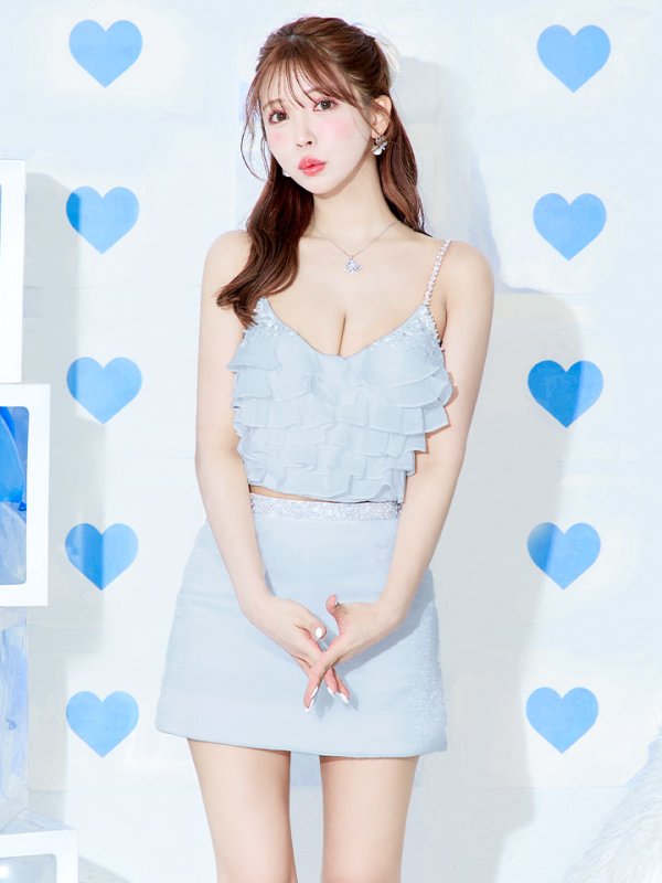 画像11: XSサイズあり【ANGEL R/エンジェルアール】 アッパーフリル/ バストウエストビジュー/ セパレート/ フレア/ マイクロミニ/ ミニドレス/ キャバドレス[OF2]