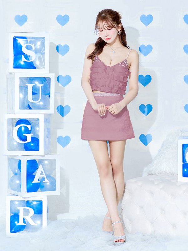 画像14: XSサイズあり【ANGEL R/エンジェルアール】 アッパーフリル/ バストウエストビジュー/ セパレート/ フレア/ マイクロミニ/ ミニドレス/ キャバドレス[OF2]