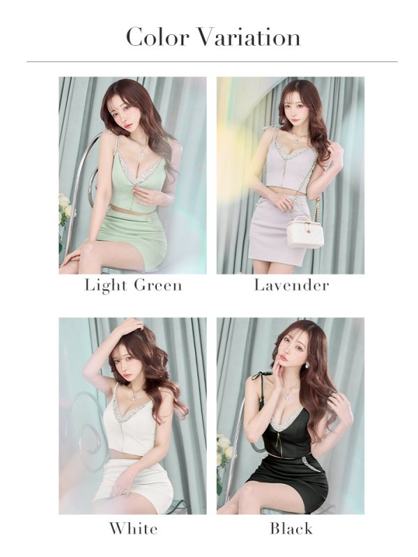 画像31: XSサイズあり【ANGEL R/エンジェルアール】バストビジュー/ ファスナー/ キャミソール/ セパレート/ マイクロミニ/ タイト/ ミニドレス/ キャバドレス[OF2]