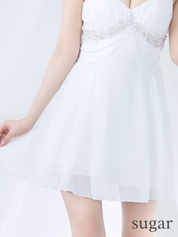 画像14: XSサイズあり【ANGEL R/エンジェルアール】パールチェーン/ バストビジュー/ キャミソール/ フレア/ ミニドレス/ キャバドレス[OF2]