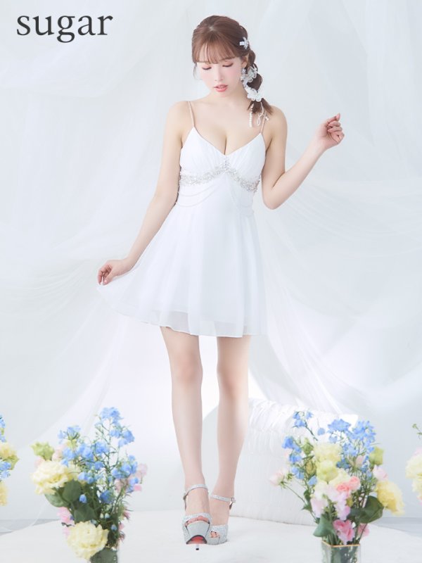 画像10: XSサイズあり【ANGEL R/エンジェルアール】パールチェーン/ バストビジュー/ キャミソール/ フレア/ ミニドレス/ キャバドレス[OF2]