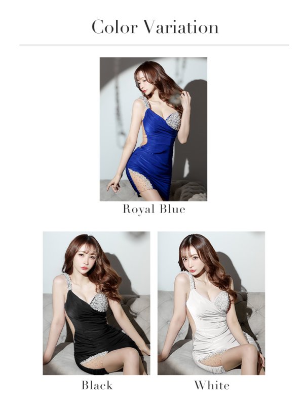 画像28: XSサイズあり【ANGEL R/エンジェルアール】 アシンメトリー/ ビジュー/ パール/ ドレープ/ ワンショルダー/ タイト/ ミニドレス/ キャバドレス[OF2]