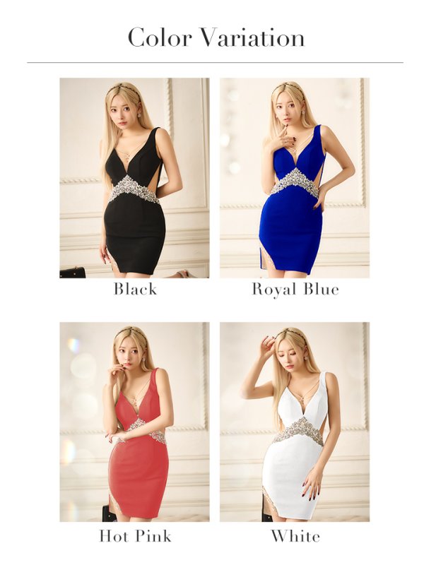 画像29: XSサイズあり【ANGEL R/エンジェルアール】パールチェーン/ ウエストビジュー/ メッシュ/ タイト/ ミニドレス/ キャバドレス[OF2]