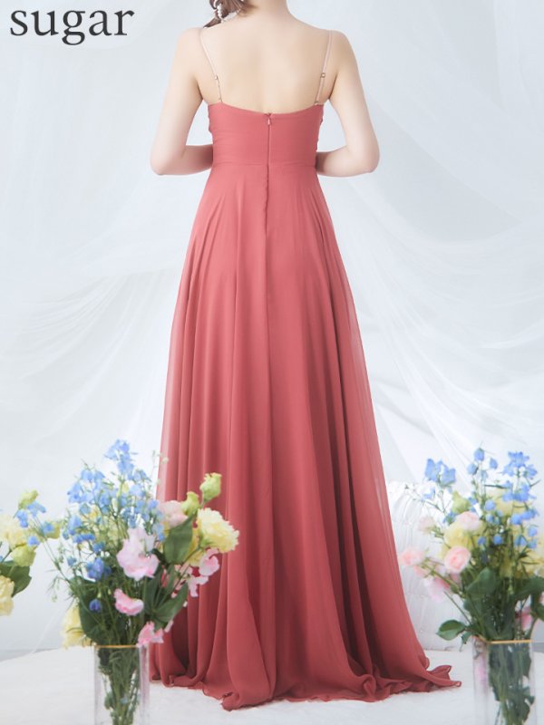 画像12: 【ANGEL R/エンジェルアール】バストビジュー/ ビーズ/ フロントタック/ キャミソール/ フレア/ ワンカラー/ ロングドレス/ キャバドレス long[OF2]