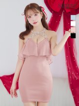 XSサイズあり【ANGEL R/エンジェルアール】 デコルテビジュー/ バストシフォンデザイン/ タイト/ ミニドレス/ キャバドレス[OF2]