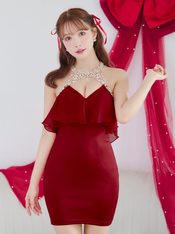 画像21: XSサイズあり【ANGEL R/エンジェルアール】 デコルテビジュー/ バストシフォンデザイン/ タイト/ ミニドレス/ キャバドレス[OF2]