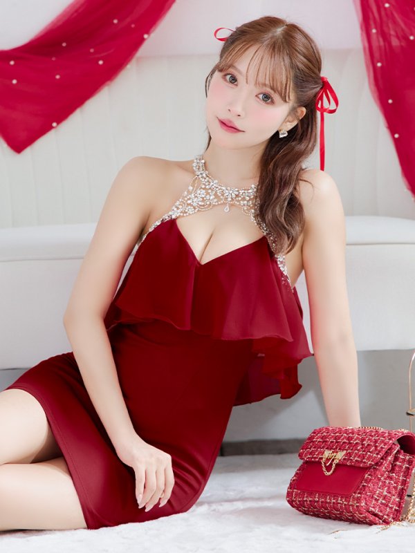 画像23: XSサイズあり【ANGEL R/エンジェルアール】 デコルテビジュー/ バストシフォンデザイン/ タイト/ ミニドレス/ キャバドレス[OF2]