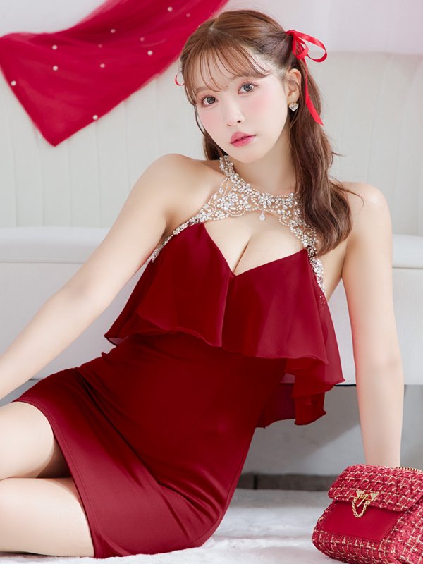 画像24: XSサイズあり【ANGEL R/エンジェルアール】 デコルテビジュー/ バストシフォンデザイン/ タイト/ ミニドレス/ キャバドレス[OF2]