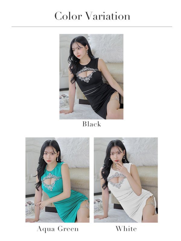 画像34: XSサイズあり【ANGEL R/エンジェルアール】バストカット/ ビジュー/ ウエストマーク/ ノースリーブ/ タイト/ ミニドレス/ キャバドレス[OF2]