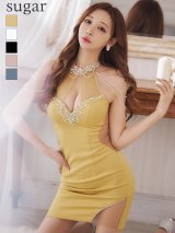 XSサイズあり【ANGEL R/エンジェルアール】 ホルターネック/ パールチェーン/ シフォン/ ビジュー/ ミニドレス/ キャバドレス[OF2]