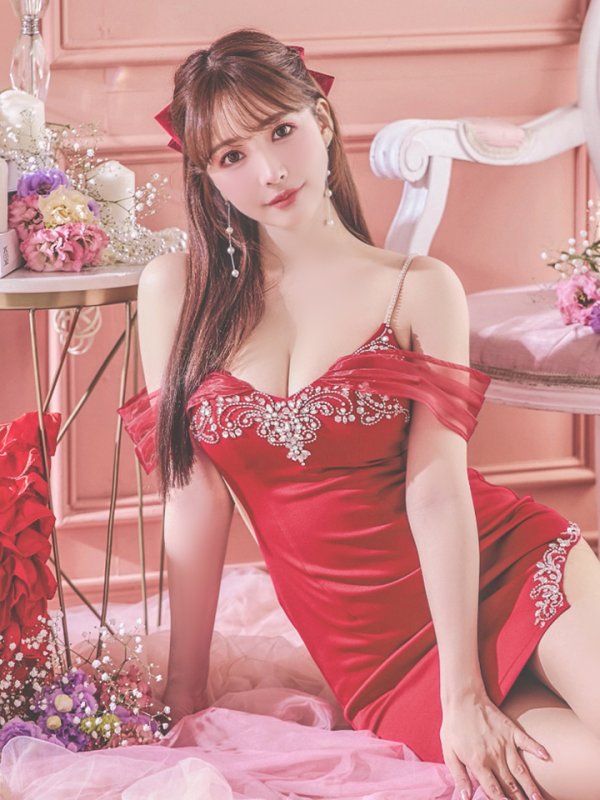 画像5: XSサイズあり【ANGEL R/エンジェルアール】 シフォンスリーブ/ ビジュー/ メッシュ/ ミニドレス/ キャバドレス[OF2]