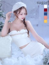 XSサイズあり【ANGEL R/エンジェルアール】バストフリル/ パール/ ビジュー/ ベアトップ/ セパレート/ タイト/ ミニドレス/ キャバドレス[OF2]