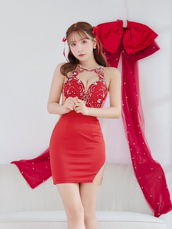 画像6: XSサイズあり【ANGEL R/エンジェルアール】アッパーフラワーレース/ アメスリデザイン/ ビジュー/ タイト/ ミニドレス/ キャバドレス[OF2]