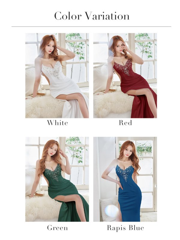 画像24: 【ANGEL R/エンジェルアール】フロントデザインビジュー/ サイドメッシュ/ タイトロングドレス/ ロングドレス/ キャバドレス[OF2]