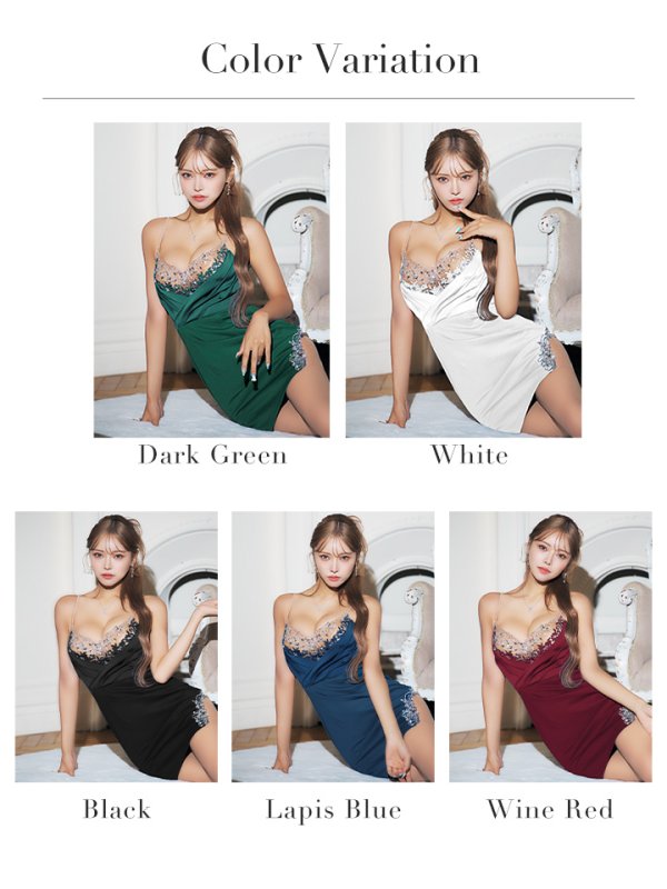 画像29: XSサイズあり【ANGEL R/エンジェルアール】ビジュー刺繍/ サテン/ キャミソール/ プリーツ/ タイト/ ミニドレス/ キャバドレス[OF2]