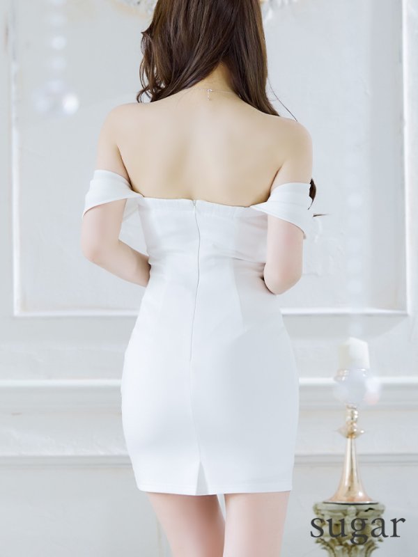 画像17: XSサイズあり【ANGEL R/エンジェルアール】バストクロス/ ウエストビジュー/ オフショル/ シアー/ タイト/ ミニドレス/ キャバドレス[OF2]