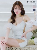 XSサイズあり【ANGEL R/エンジェルアール】バルーンスリーブ/ キャミソール/ ラメ/ サイドシアー/ タイト/ ミニドレス/ キャバドレス[OF2]