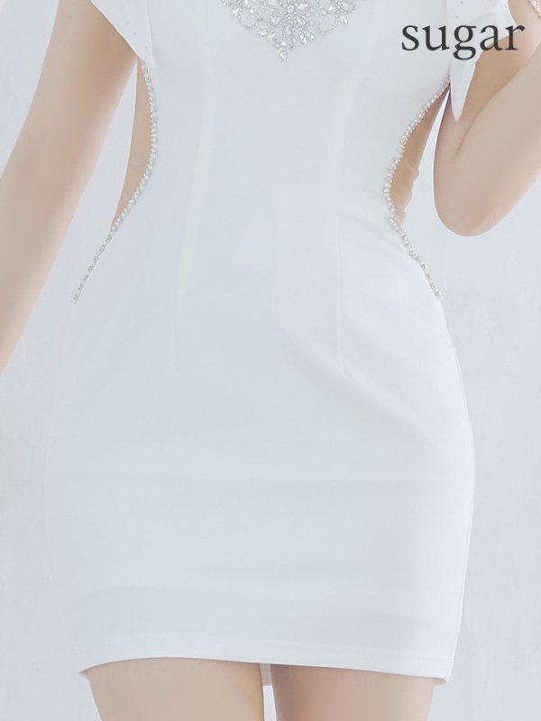 画像25: XSサイズあり【ANGEL R/エンジェルアール】リボンショルダー / Vカット / ビジュー / メッシュ / マイクロミニドレス/ キャバドレス[OF2]