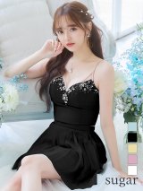 XSサイズあり【ANGEL R/エンジェルアール】バストストーンビジュー/ セパレート/ キャミソール/ セットアップ/ プリーツシフォンスカート/ フレア/ マイクロミニ/ ミニドレス/ キャバドレス[OF2]