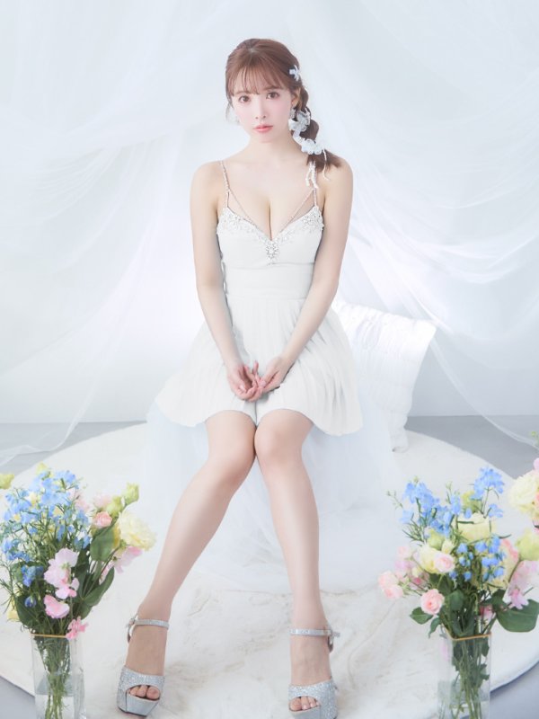 画像2: XSサイズあり【ANGEL R/エンジェルアール】バストストーンビジュー/ セパレート/ キャミソール/ セットアップ/ プリーツシフォンスカート/ フレア/ マイクロミニ/ ミニドレス/ キャバドレス[OF2]