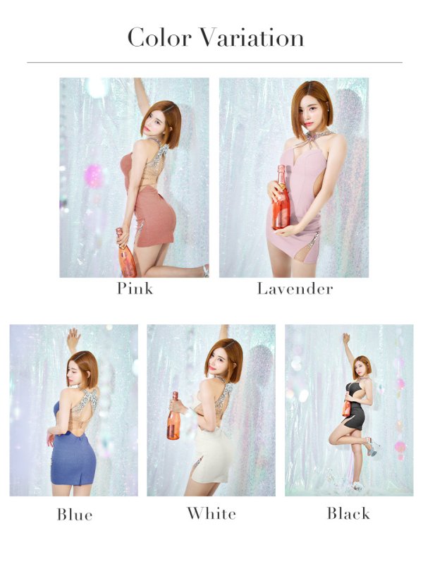 画像50: XSサイズあり【ANGEL R/エンジェルアール】 デコルテバックビジュー/ ラメ/ タイト/ ミニドレス/ キャバドレス[OF2]