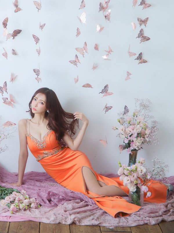 画像29: 【ANGEL R/エンジェルアール】 フロントアッパービジュー/ ウエストカット/ ノースリーブ/ スリット/ タイト/ ロングドレス/ キャバドレス long[OF2]