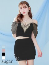 XSサイズあり【ANGEL R/エンジェルアール】バストスパンコールビジュー/ フラップボタン/ シースルーレース/ オフショルダー/ セパレート/ マイクロミニ/ タイト/ ミニドレス/ キャバドレス[OF2]