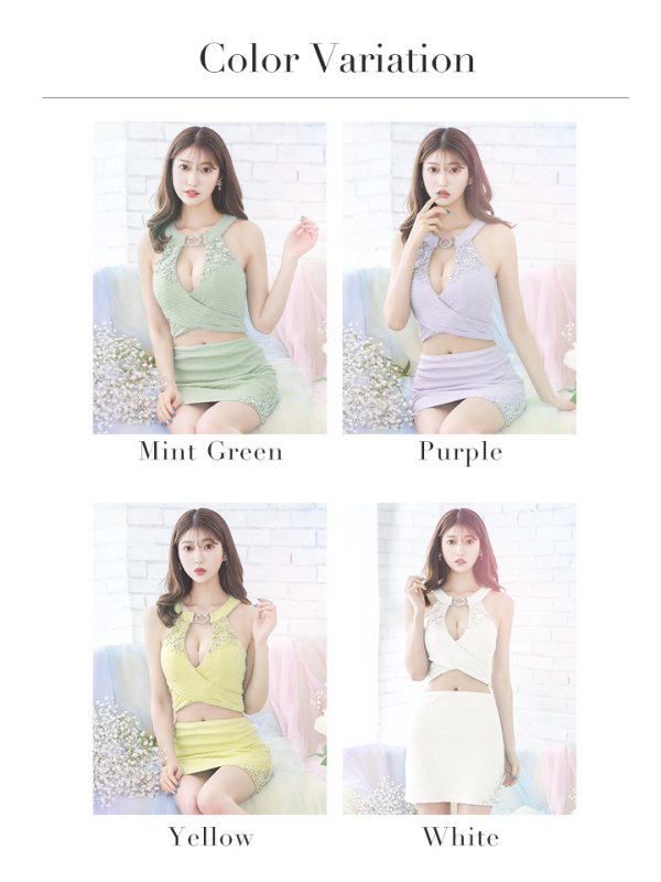 画像32: XSサイズあり【ANGEL R/エンジェルアール】デコルテビジュー/ リング/ アンイーブンファブリック/ セパレート/ マイクロミニ/ タイト/ ミニドレス/ キャバドレス[OF2]