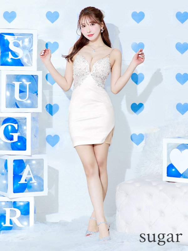 画像18: XSサイズあり【ANGEL R/エンジェルアール】フロントアッパーレースフラワー/ ビジュー/ シアー/ キャミソール/ タイト/ ミニドレス/ キャバドレス[OF2]