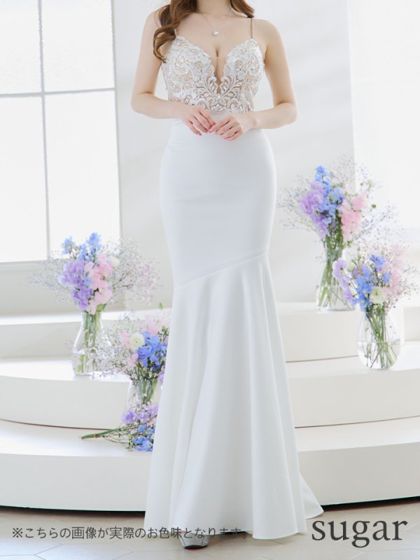 画像11: 【ANGEL R/エンジェルアール】アッパーフラワーレース/ ビジュー/ バストシアー/ キャミソール/ マーメイド/ ロングドレス/ キャバドレス long[OF2]