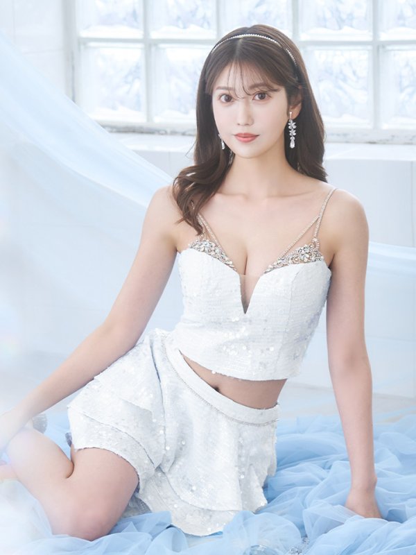 画像25: XSサイズあり【ANGEL R/エンジェルアール】セットアップ/ バストビジュー/ スパンコール/ ファブリックフリル/ フレア/ マイクロミニドレス/ キャバドレス[OF2]