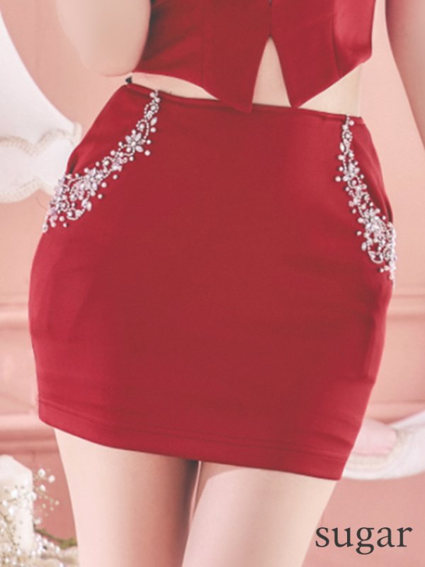 画像19: XSサイズあり【ANGEL R/エンジェルアール】バストポケットビジュー/ レースアップ/ キャミソール/ セパレート/ マイクロミニ/ タイト/ ミニドレス/ キャバドレス[OF2]