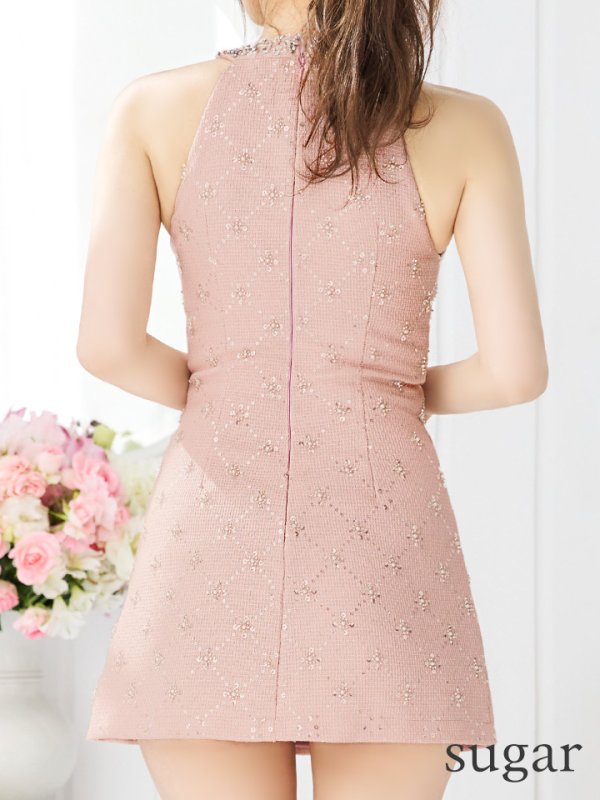 画像18: XSサイズあり【ANGEL R/エンジェルアール】デコルテ/ ビジュー/ チャーム/ クロスファブリック/ フレア/ マイクロミニドレス/ キャバドレス[OF2]